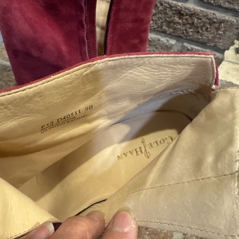 Cole‎ Haan Red Winery Suede Wedge Booties Size 9B F13 D40511 - Picture 10 of 16